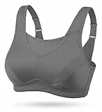 Wingslove Damen Sport BH ohne Bügel Nicht Gepolstert High Impact Bustier Halt Joggen BH (Grau 80D)