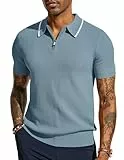 PaulJones Poloshirt Herren Kurzarm Casual Sommer Tshirts Strick Polo Herren Blau S