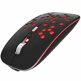 AE WISH ANEWISH Bluetooth Maus fur Mac/iPad/iPhone/PC/Computer, wiederaufladbar geräuschlos Mini Kabellose Maus für Windows/Linux/Android, 3 DPI Einstellbares Bluetooth 5.0 LED