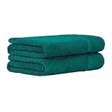 Luckytowel Handtücher Set 50x100 cm – Oeko-TEX Handtuch-Set aus 100% Baumwolle mit 600 g/m² – Frottiertücher mit Aufhängeschlaufe – flauschig & saugstark – Frottee Handtuchset – 2er Pack Petrol