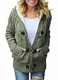 FIYOTE Damen Strickjacken Lose Strickwaren Langarm Strickcardigan Sweaters Pullover,2-grün,XL