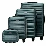 WITTCHEN Skyspeed Line Reisekoffer 4er Koffer-Set Rollkoffer Trolley Handgepäck Gepäck Reisekofferset mit Kosmetikkoffer Hartschalenkoffer ABS Kombinationsschloss Grün Lufthansa/Eurowings