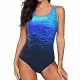 Sweetneed chida yi Damen Badeanzug Sport Bademode Bauchweg Einteiliger Badeanzug Sexy Push Up Badeanzüge Swim Suit Monokini Strandmode Damen Sommer