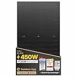 Solakon Solarpanel 450W, Bifazial Glas-Glas N-Type Solarmodul, 40v Monokristalline Solarmodule/Solar Module für Balkonkraftwerk/Solaranlage, 450w Solar Panel für Photovoltaik Komplettanlage (1 Stk)
