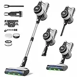 AlloyMove Akku Staubsauger 50000Pa/550W/70Min, 1.5L Staubsauger Kabellos mit Anti-Tangle-Bürste und Wandladestation, 7-Schicht-Filtersystem Super Leise für Tierhaare/Teppiche/Hartböden/Auto A01