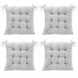 Wapasezyar 4 Stück Stuhlkissen, 40x40cm Sitzkissen Sitzpolster Stuhl Sitzkissen Gefüllt mit Bindebänder, Esszimmerstuhl Sitzauflage Stuhl für Sitzpolster Bürostuhl Indoor Outdoor (Grau)