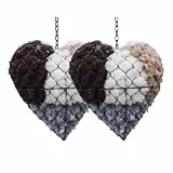 Handgefertigtes Fasern Vogelnestherz - 2 Stück Nachfüllbares Herzförmiges Vogelnest & Nistmaterial, Zwei-Jahreszeiten Kolibri Nest Außenbeobachtungshaus, Wildvögel Winterbaumunterstand für Garten, Hof