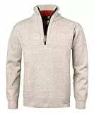 KTWOLEN Herren Pullover Fleece Gefüttert Langarm Strickpullover mit Stehkragen Winterpullover Fleecepullover Feinstrick Sweat Sweatshirt Pullover mit Reißverschluss, Beige, M