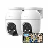 EZVIZ 2MP Überwachungskamera Aussen, WLAN IP Kamera mit 360° Abdeckung und Zwei-Wege-Audio, Personenerkennung mit Smart Tracking, Aktive Verteidigung mit Ton und Licht, wasserdicht, C8c 2 Pack