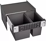 BLANCO SELECT II 60/2 | Abfall Müllsystem | für 60 cm breite Unterschränke | Auszugssystem zur Frontanbindung | Systemabdeckung | 1 x 30 Liter und 1 x 19 Liter Eimer | 400 mm Auszugstiefe