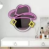 Disco Neon Schild, LED Cowboy Ball Mirror Neon Sign für Wand Deko, Dimmbare Leuchtschild USB Power für Umkleideraum Beauty Salon Schlafzimmer Badezimmer Bar Pub Club Home