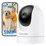 Cinnado 5MP Babyphone mit Kamera - 5G/2,4GHz Überwachungskameras Innen, WLAN Kamera Indoor, 360 Grad Hundekamera mit Bewegungsverfolgung, kompatibel mit Alexa