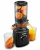 TUUMIIST Entsafter‚ Slow Juicer mit Extra Großem Einfüllschacht, Entsafter Gemüse und Obst Testsieger anwendbar Ganzes Obst und Gemüse, Saftpresse BPA-Frei,Glanzschwarz,120mm