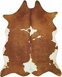 andiamo Kuhfell Teppich Amarillo aus Kunstfell - Teppich Schlafzimmer Wohnzimmer Fellimitat im Fotodruck 125 x 155 cm Creme-braun