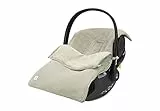 Jollein Fußsack Basic Knit Olive Green - Für Babyschale Kinderautositz Gruppe 0+ und Kinderwagen - Für 3-Punkt- und 5-Punkt-Gurt - Strickmuster und Fleece Futter - Olivgrün