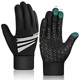 Kinder Handschuhe Winter Fahrradhandschuhe - Touchscreen Winterhandschuhe Warme Kinderhandschuhe Thermo Winddichte Fleece Radhandschuhe mit Anti-Rutsch Sport Outdoor für 4-12 Jahre Jung Mädch Schwarz