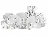 CreaTable, 22537, Serie Square City Line, 62-teiliges Geschirrset für 6 Personen, Kombiservice aus Porzellan, spülmaschinen- und mikrowellengeeignet, Qualitätsproduktion