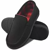 DL Mokassin Herren Memory Foam Hausschuhe Atmungsaktiv Mokassin Hausschuhe aus Mikrowolle Hausschuhe rutschfeste Sohle Indoor Outdoor, blacks, 11