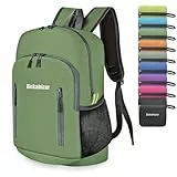 Bekahizar Faltbarer Rucksack Leicht Klein Wanderrucksack 20L Reiserucksack Tagesrucksack Tasche für Männer Frauen Jugendliche Outdoor Wandern Reisen (Armee grün)