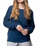 greenjama Damen Langarm-Shirt aus Derby-Rib, GOTS-Zertifiziert Pyjamaoberteil, Ultramarin, 42