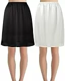 Hanpceirs 2 Stück Damen Petticoat Unterröcke für Damen halbe Slips für unter Kleider Satin Rock Extenders 50cm Schwarz und Weiß M