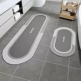 SIXHOME 43 * 70+43 * 150 cm Grau Extra Saugfähige Badematte Schnell trocknend rutschfest & vielseitig einsetzbar Genießen Sie angenehme Trockenheit nach dem Duschen und Baden