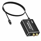 DAC Konverter DA Wandler Aluminium 192KHz Audio Konverter Digital SPDIF Toslink zu Analog Stereo mit Optischem Kabel, R/L 3.5mm Jack, für PS3, PS4, Xbox, HD TV, Apple TV