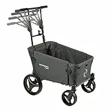 Beach Wagon Bollerwagen Faltbar Push Dunkelgrau - 40KG Tragkraft - Bollerwagen mit Schiebestange und Feststellbremse, Strandwagen für Kinder, Haustiere und Gepäck - 87 x 52 x 39 cm
