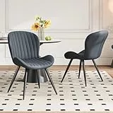 Hawthyhome Esszimmerstühle 2er Set, Küchenstuhl, Stuhl Esszimmer Wohnzimmer, ergonomischer Sessel, Armlehnstuhl, Polsterstuhl, Wasserdichtes Material,Metallbeine, Dunkelgrau