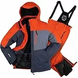 Killtec Herren Skianzug Größe L - aus Skijacke dunkelblau steingrau organge und Skihose burned orange - mit 10000mm Wassersäule - wasserdicht, atmungsaktiv