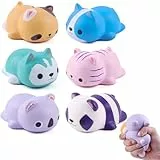 Anboor 6er Set Squishies Schaumstoff Tier Squishy Spielzeuge Katze Hund Koala Panda Langsam Rückfedernde Quetsch-Stressabbau-Spielzeuge für Kinder Erwachsene