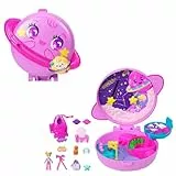 Polly Pocket Puppen und Spielset, Planet Polly Weltraum-Schatulle, Reisespielzeug mit 1 Minipuppe, Hündchen und passendem Zubehör, JCB18