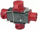 Brennenstuhl Adapter Stromverteiler IP44 (1x CEE Stecker 400V/16A & 3x CEE Steckdosen 400V/16A, für den ständigen Einsatz im Außenbereich, Baustellen und in landwirtschaftlichen Betrieben)