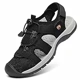 DANNTO Damen Sportsandalen Trekking Sandalen Outdoorsandale Geschlossene Gummi Wandersandalen Sommer Leichte für Reisen Wandern(Schwarz-A,42)