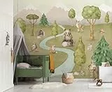 Vlies Fototapete - Neighbor-wood Meetings- Größe 300 x 250 cm - Kinderzimmer, Tapete, Kindertapete