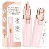 Augenbrauenrasierer & Gesichtshaarentferner für frauen: 2-in-1 Augenbrauen Trimmer und Gesichtsrasierer frauen, iFanzeTech Gesicht-Epilierer Damen für Oberlippe,Kinn und Wangen, Rosa