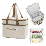 MSLSOZ Faltbare Lunchtasche, isolierte Lunch-Tasche, wasserdicht, wiederverwendbar, thermotasche für Damen, Herren, Kinder und Studenten, Reisen, Picknick (Khaki).