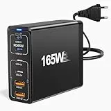 165W USB-C Netzteil 6 Ports Schnellladegerät mit PD3.0 | 65W USB-C Laptop Ladestation + 5 USB-A | Kompatibel mit MacBook, iPhone 16/15/14/13, iPad, Samsung Galaxy, Lenovo, Huawei