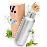 NORDMUT® Edelstahl Trinkflasche isoliert + Teesieb | Thermosflasche spülmaschinengeeignet | Isolierflasche für Kinder und Erwachsene | Wasserflasche auslaufsicher | 750 ml | mit praktischem Teesieb