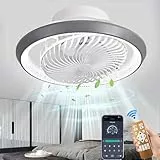 MQW Deckenventilator mit Beleuchtung LED Licht, Invisible Fan Deckenleuchte 360° Drehbare, Dimmbar 72W mit Fernbedienung Ventilator lampe, Deckenlampe ür Wohnzimmer, Esszimmer, Schlafzimmer, 49CM