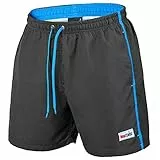 Mount Swiss Männer Badehose Dario mit seitlichen Taschen Gesäßtasche I Modische Herren Shorts Schwimmen Freizeit Wassersport I Badeshorts in der Farbe Dunkelgrau, Größe 5XL