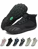 SAGUARO Winter Barfußschuhe Herren Barfuss Schuhe Damen Winter Gefüttert Winterschuhe Wasserabweisend Winterstiefel Winterboots Schneeschuhe Schwarz, Gr.40