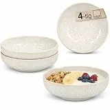 Sänger | Schalen Set Korfu 4 tlg, Müslischalen für 4 Personen, Steingut Schalen Handmade, Set inkl. 4 Dessertschalen Ø 18,1 cm, Essschalen Creme Farben mit Sandiger Maserung