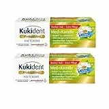 Kukident Professionell Haftcreme Med + Kamille - Haftmittel für Zahnprothesen - Starker Halt, extra Zahnfleisch-Schutz - 2 x 40 g