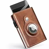 FLETUTE Herren Portemonnaie mit Airtag – Slim Geldbörse aus Echtleder & RFID-Schutz – Elegantes Business-Portemonnaie für Männer (Braun)