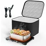 AICPAN Elektrische Lunchbox - Kleine Speisenwärmer für Männer & Frauen, Mini Mikrowelle für Reisen, 12V/24V/220V 3-in-1 Selbstheizender Ofen für Auto, LKW & Büro, Schwarz