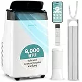 SereneLife Mobiles Klimagerät- mit Abluftschlauch 9000BTU, WLAN, 3-in-1 Kühlung, Entfeuchter und Ventilator, Timer, Digitaldisplay und Fernbedienung, Inkl. Fensterkit, bis 35 m²