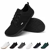 Geweo Barfußschuhe Herren Barfuss Schuhe Damen Barfuß Sneaker Barefoot Shoes Fitnessschuhe Laufschuhe Walkingschuhe Turnschuhe Minimalistische Straßenlaufschuhe Weich Leicht Bequeme, Schwarz 39 EU