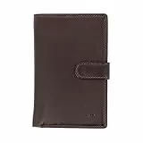 Nuvola Pelle Damen Brieftasche Gross aus Nappa Leder mit Druckknopf Münzfach und 12 Kreditkarten-Fächern Dunkelbraun