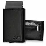 AISIR Wallet, Geldbörse Herren, Mini Geldbeutel Herren und Damen mit RFID, 8 Fächer für Kreditkarten, Slim Wallet mit Münzfach, Kartenetui Herren (Schwarz)